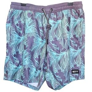 Neff x Disney Mickey Mouse Tropical Palm Swim Trunks Men L Hot Tub Volley Shorts